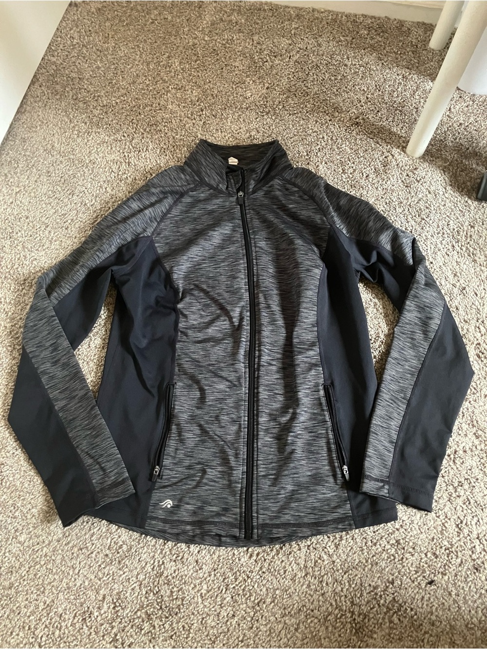 Ideology Women's Heathered Charcoal and Black Full-Zip Jacket